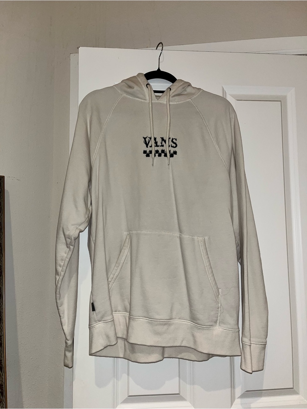 Vans Men's Cream Drawstring Hoodie with Logo